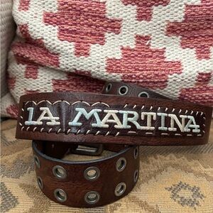 La Martina Leather Belt Aged Leather Vintage Argentina EU 90 US 36 Y2K 2000’s